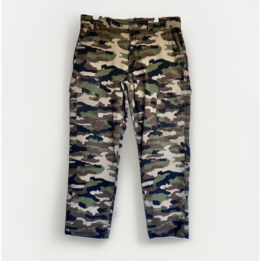 Duluth Trading Flex Fire Hose Camo Cargo Work Pants 38x34 (38x33) Utility Canvas